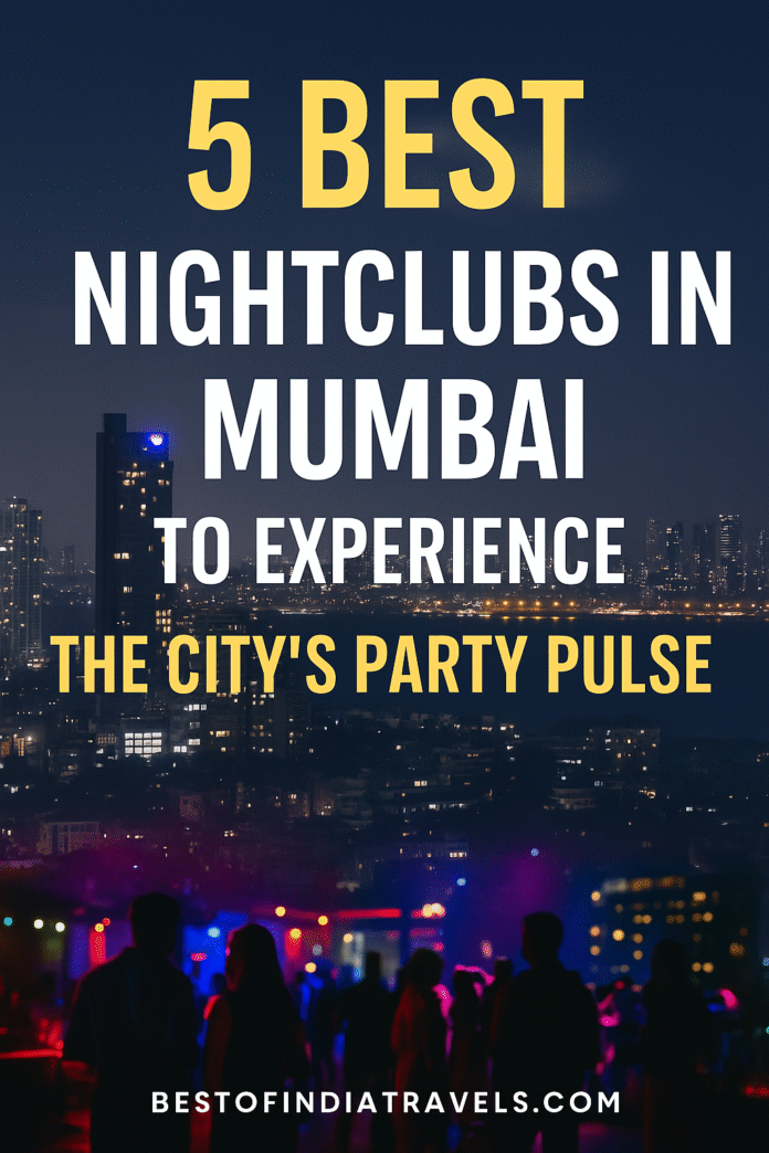 Pulse of Mumbai's Nightlife (1) People partying at night with Mumbai skyline in the background – featured image for blog on best nightclubs in Mumbai